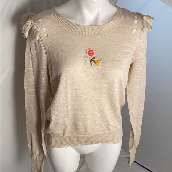 Wildfox Spring Bloom Zanetti in heather nude haze soft knit boho sweater - Picture 2 of 12